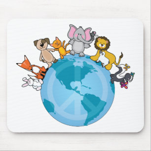 Weltfrieden-Tiere Mousepad