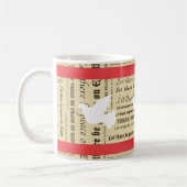 Weltfrieden-Typografie, roter Bogen, tauchte Kaffeetasse (Links)