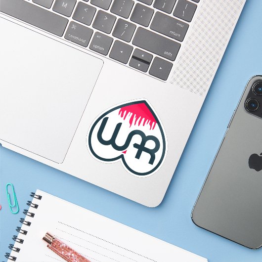 Weltfrieden und liebe dein Leben Aufkleber (Laptop mit iPhone)