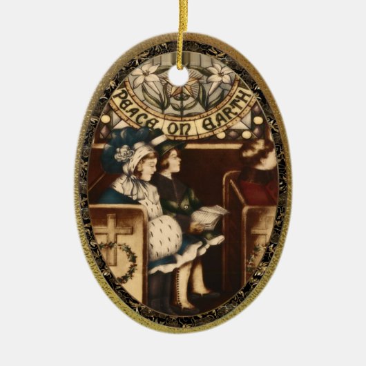 Weltfrieden Vintag Keramik Ornament (Vorne)