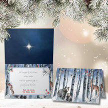 Weltfrieden-Waldtiere in Holz-Faltkarte