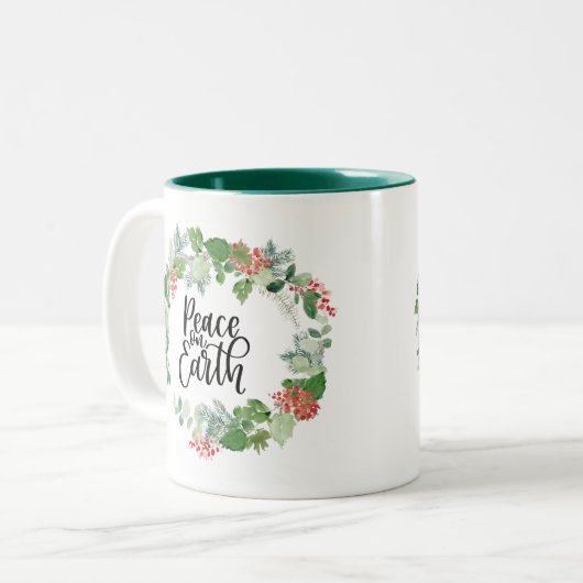 Weltfrieden Wasserfarbe Zweifarbige Tasse (Vorderseite Links)