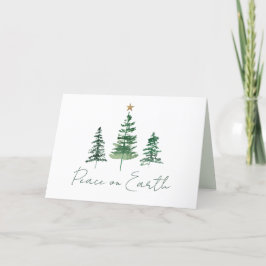 Weltfrieden Wasserfarbene Pinienbäume Foto Feiertagskarte