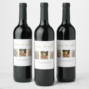 Weltfrieden Weihnachten 3 Foto Collage Glitzer Weinetikett