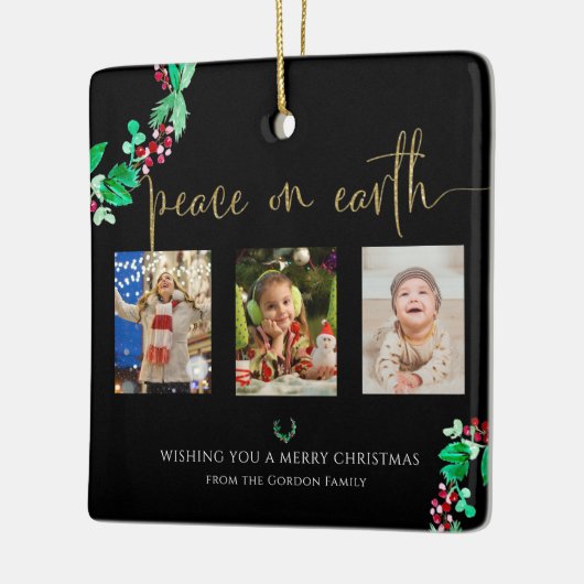 Weltfrieden Weihnachten 3 Foto Kranz Keramikornament (Links)