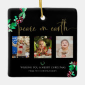 Weltfrieden Weihnachten 3 Foto Kranz Keramikornament (Vorderseite)