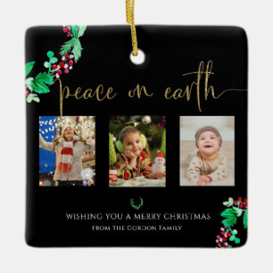 Weltfrieden Weihnachten 3 Foto Kranz Keramikornament
