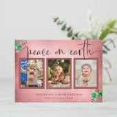 Weltfrieden Weihnachten 3 Foto Kranz Rose Gold (Stehend Vorderseite)