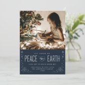 Weltfrieden Weihnachten mit Sternenfoto Einladung (Stehend Vorderseite)