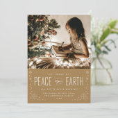 Weltfrieden Weihnachten mit Sternenfoto Einladung (Stehend Vorderseite)