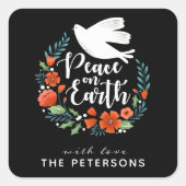 Weltfrieden Weihnachten Quadratischer Aufkleber (Vorderseite)