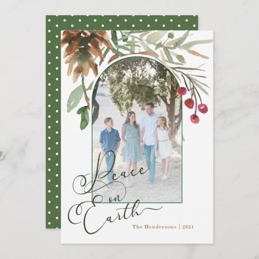 Weltfrieden Weihnachten Wasserfarben Foto-Karte (Vorne/Hinten)