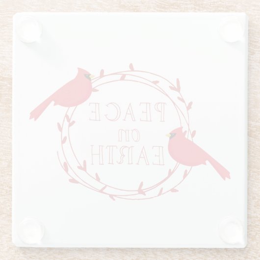 Weltfrieden Weihnachts-Kardinal Glasuntersetzer (Rückseite)