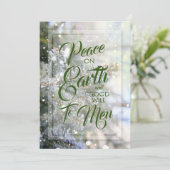 Weltfrieden Weihnachtsbaum Feiertagskarte (Stehend Vorderseite)