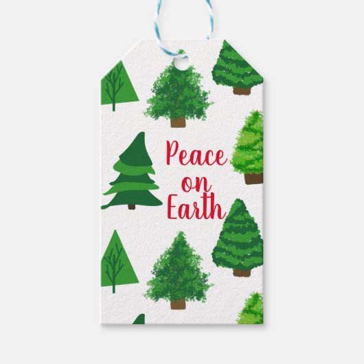 Weltfrieden Weihnachtsbaumen Geschenkanhänger (Vorderseite)