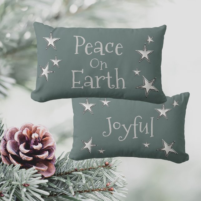 Weltfrieden Weihnachtsfreuden Lendenkissen (Peace On Earth, Joyful Christmas Lumbar Pillow)