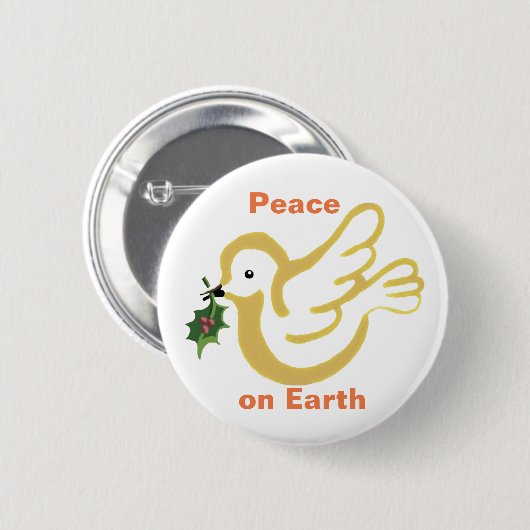 Weltfrieden Weihnachtsfriedenstaube mit Heiligen Button (Vorne & Hinten)
