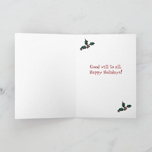 Weltfrieden-Weihnachtskarte Feiertagskarte (Innenseite)