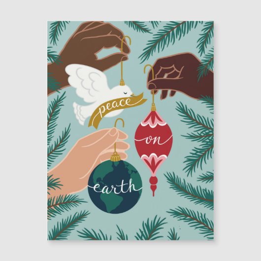 Weltfrieden Weihnachtskarte Magnetkarte (Vorderseite)