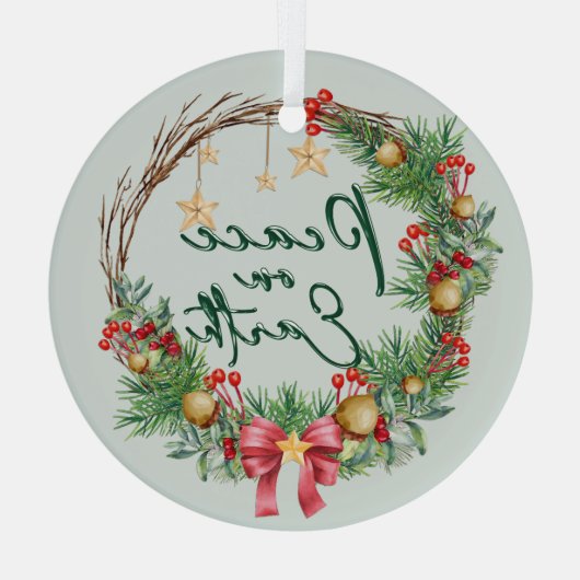 Weltfrieden Weihnachtskranz Ornament Aus Glas (Rückseite)
