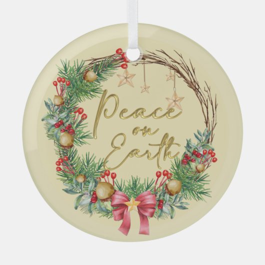 Weltfrieden Weihnachtskranz Ornament Aus Glas (Vorderseite)