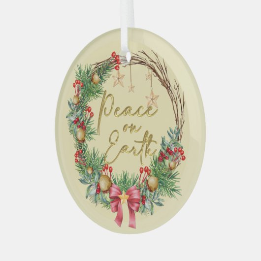 Weltfrieden Weihnachtskranz Ornament Aus Glas (Vorderseite links)