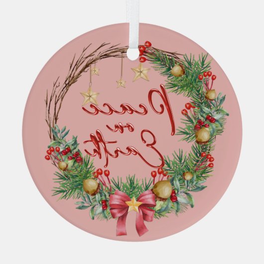 Weltfrieden Weihnachtskranz Ornament Aus Glas (Rückseite)