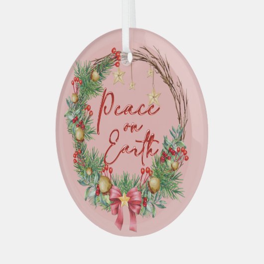 Weltfrieden Weihnachtskranz Ornament Aus Glas (Vorderseite links)