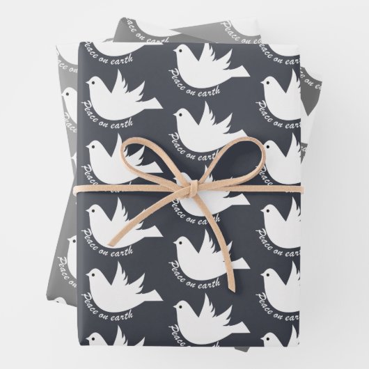 Weltfrieden weiß taube grau Weihnachten Geschenkpapier Set (Beispiel)