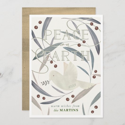 Weltfrieden White Dove Cream Weihnachtskarte Einladung (Vorne/Hinten)