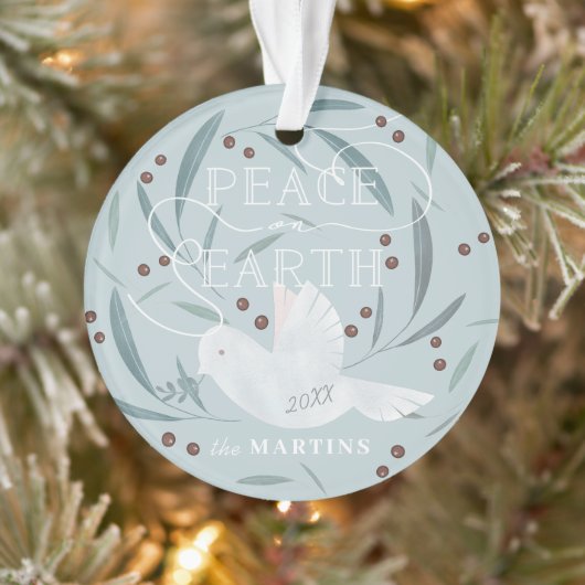 Weltfrieden White Dove Light Blue Holiday Foto Ornament (Baum)