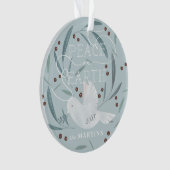 Weltfrieden White Dove Light Blue Holiday Foto Ornament (Vorderseite)