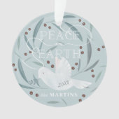 Weltfrieden White Dove Light Blue Holiday Foto Ornament (Vorderseite)