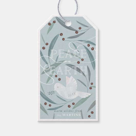 Weltfrieden White Dove Light Blue Holiday Geschenkanhänger (Vorderseite)