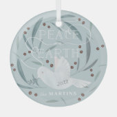 Weltfrieden White Dove Light Blue Holiday Ornament Aus Glas (Vorderseite)