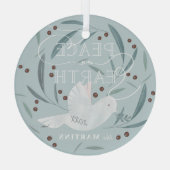 Weltfrieden White Dove Light Blue Holiday Ornament Aus Glas (Rückseite)