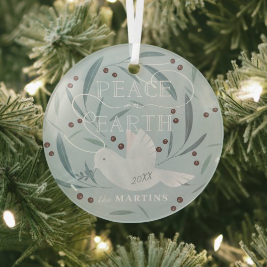 Weltfrieden White Dove Light Blue Holiday Ornament Aus Glas (InSitu)