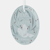 Weltfrieden White Dove Light Blue Holiday Ornament Aus Glas (Vorderseite links)