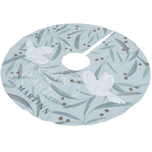 Weltfrieden White Dove Light Blue Polyester Weihnachtsbaumdecke (Schrägansicht)