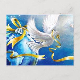 Weltfrieden White Doves Wasserfarbe Postkarte