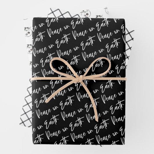 Weltfrieden Winter Black Pattern Geschenkpapier Set (Beispiel)