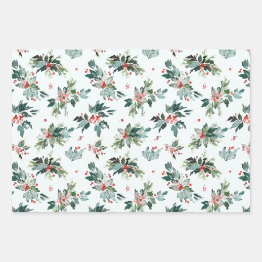 Weltfrieden Winter Botanische Berry-Muster Geschenkpapier Set (Vorderseite 3)