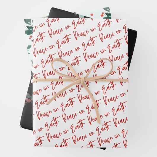 Weltfrieden Winter Botanische Berry-Muster Geschenkpapier Set (Beispiel)