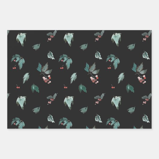 Weltfrieden Winter Botanische Berry-Muster Geschenkpapier Set (Vorderseite 2)