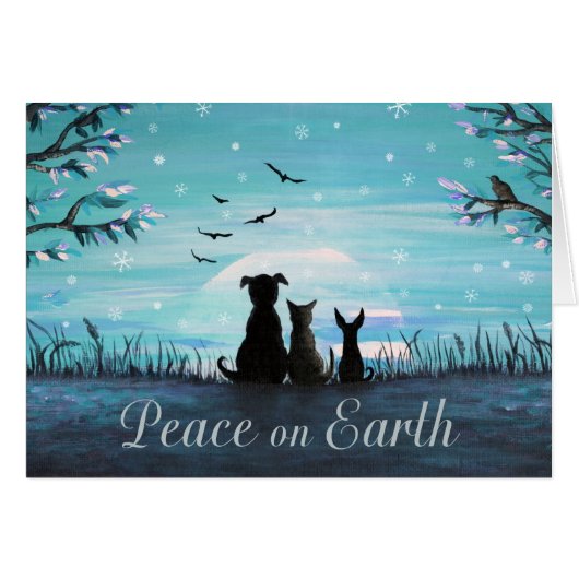 Weltfrieden Winter Sunset Holiday Card (Vorderseite (Horizontal))
