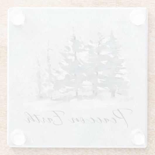 Weltfrieden Winterschneeszene Glasuntersetzer (Rückseite)