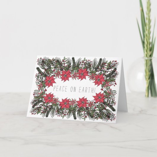 Weltfrieden Wreath Weihnachtskarte individuell anp Feiertagskarte (Vorderseite)