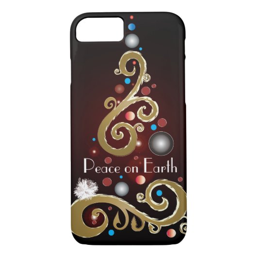 Weltfrieden-Zitat mit goldenem Weihnachtsbaum Case-Mate iPhone Hülle (Rückseite)