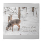 Weltfrieden - zwei Hirsche in schneebedeckten Wäld Fliese (Vorderseite)