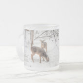 Weltfrieden - zwei Hirsche in schneebedeckten Wäld Mattglastasse (Vorderseite Links)